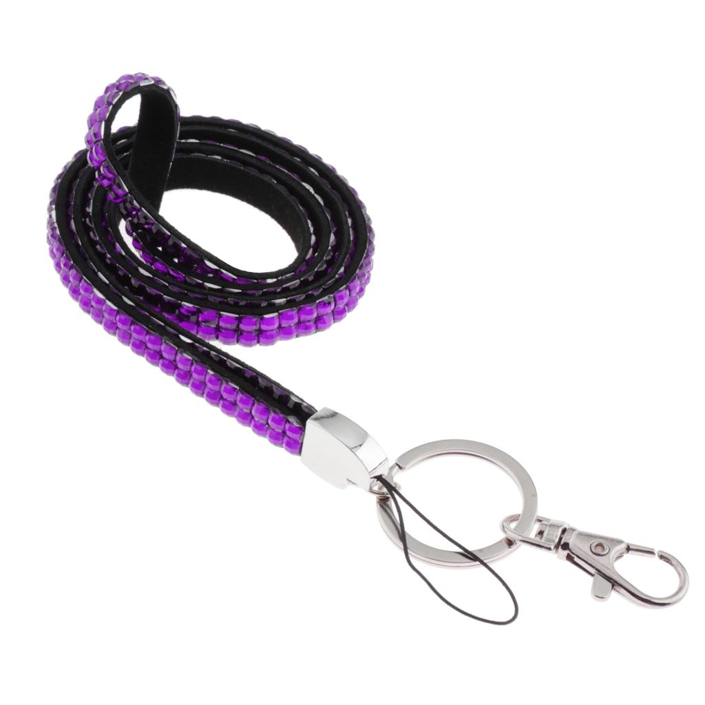 Lanyard ID Badge Card Holder Strap Sparkling Phone Neck Straps Purple