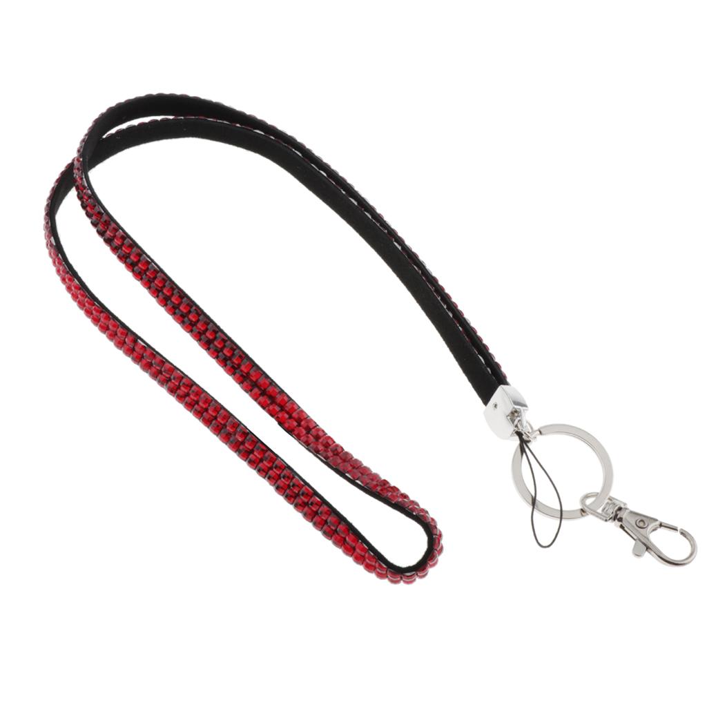 Lanyard ID Badge Card Holder Strap Sparkling Phone Neck Straps Red