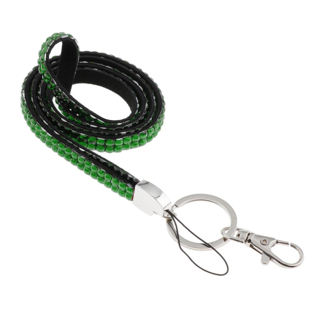 Lanyard ID Badge Card Holder Strap Sparkling Phone Neck Straps Dark Green