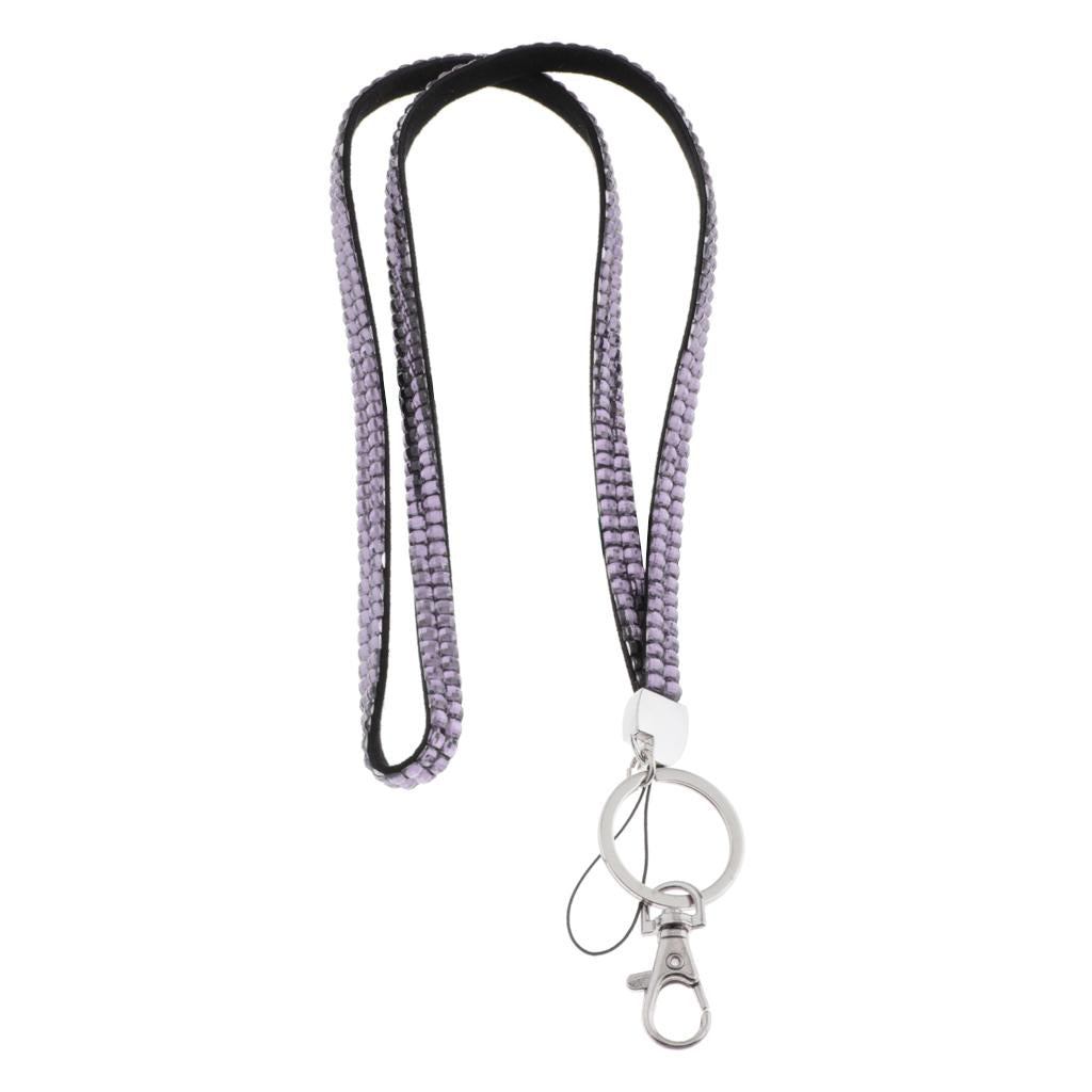Lanyard ID Badge Card Holder Strap Sparkling Phone Neck Straps Light Purple