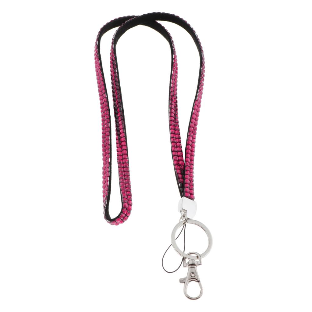 Lanyard ID Badge Card Holder Strap Sparkling Phone Neck Straps Rose Pink