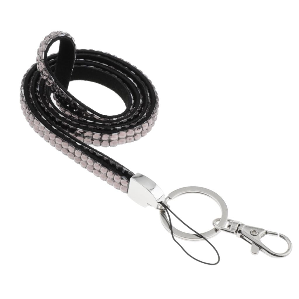 Lanyard ID Badge Card Holder Strap Sparkling Phone Neck Straps Gray