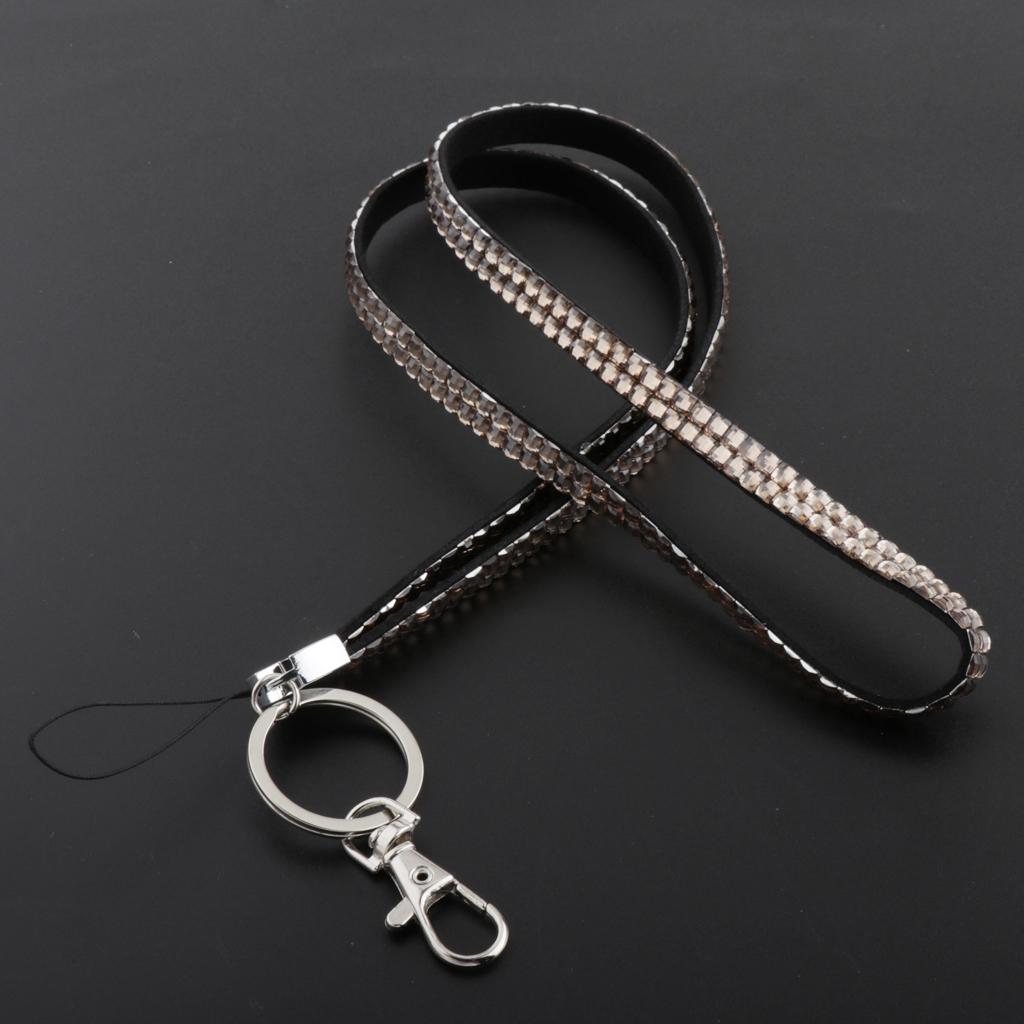 Lanyard ID Badge Card Holder Strap Sparkling Phone Neck Straps Gray