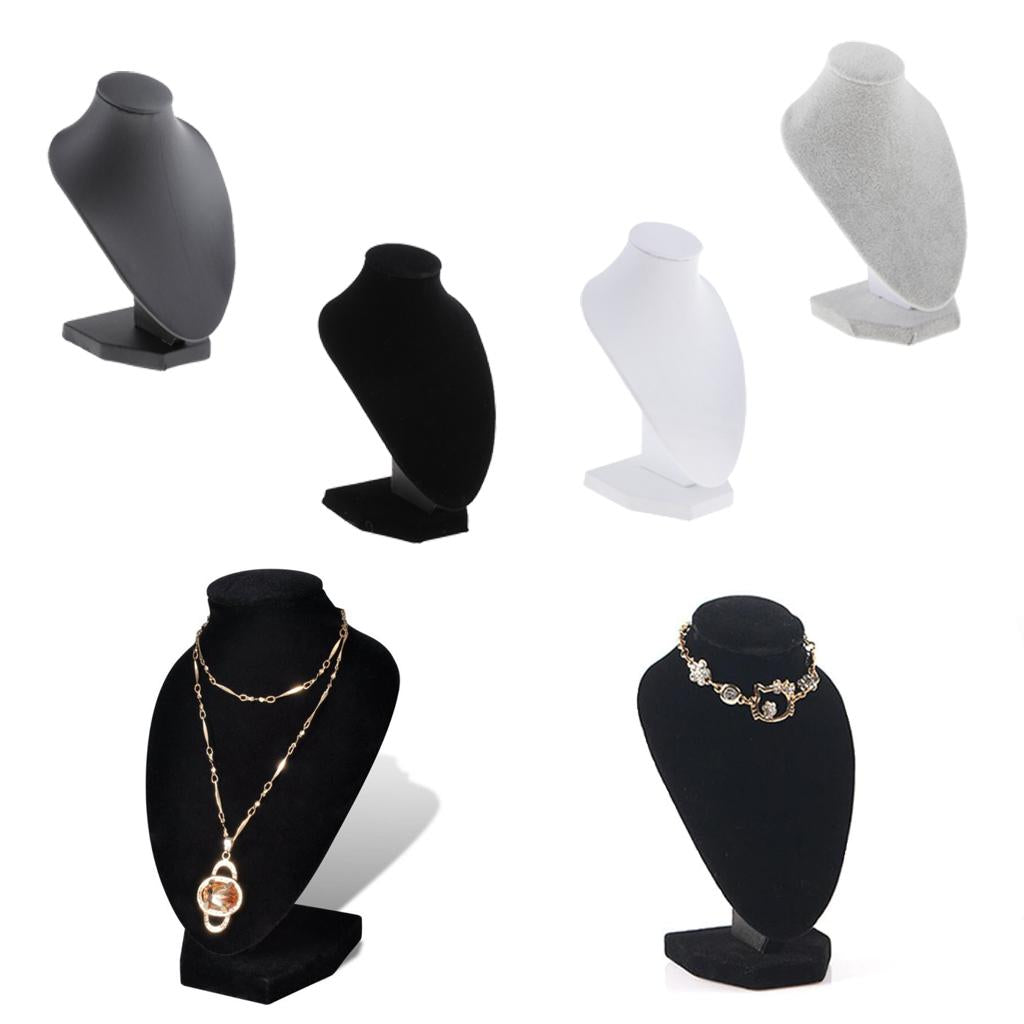 Velvet Necklace Bust Display Stands Pendant Chain Jewelry Rack Velvet Black