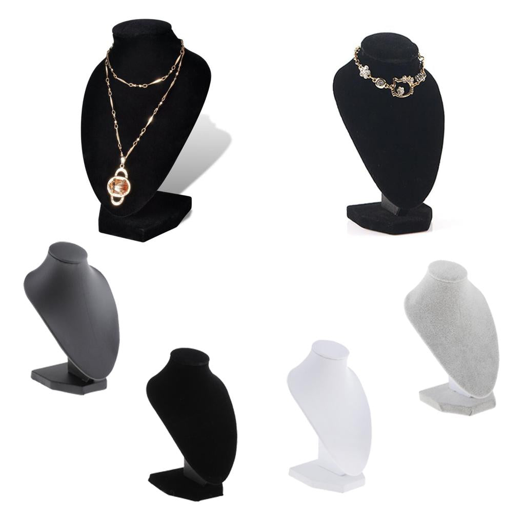 Velvet Necklace Bust Display Stands Pendant Chain Jewelry Rack Velvet Black