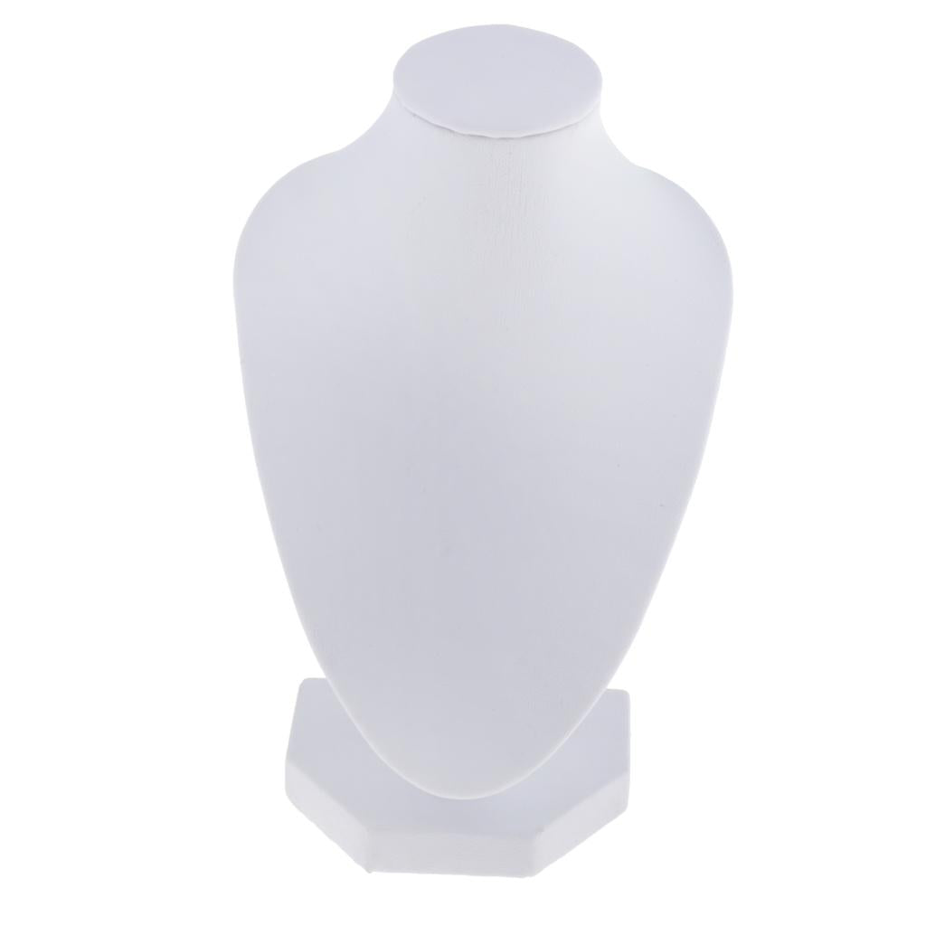 Velvet Necklace Bust Display Stands Pendant Chain Jewelry Rack PU White