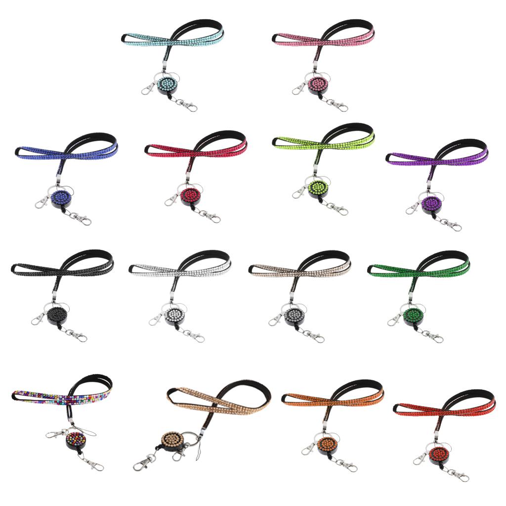 Lanyard ID Badge Card Holder Sparkling Phone Keys Neck Straps Black