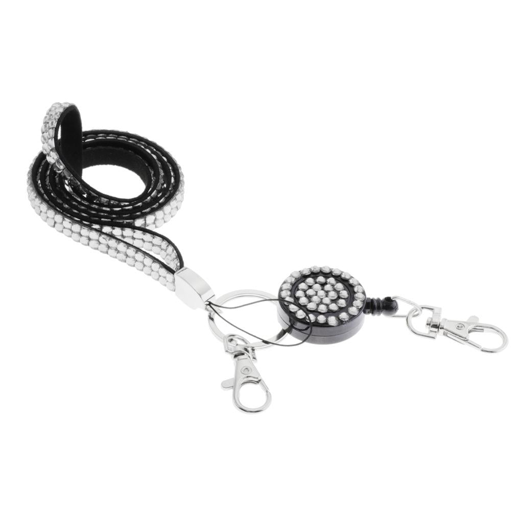 Lanyard ID Badge Card Holder Sparkling Phone Keys Neck Straps Clear White