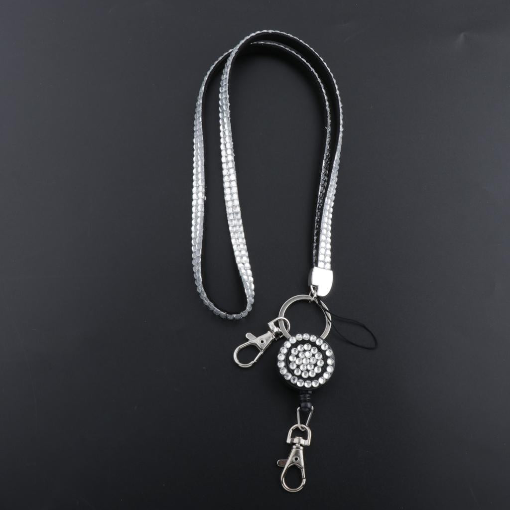 Lanyard ID Badge Card Holder Sparkling Phone Keys Neck Straps Clear White