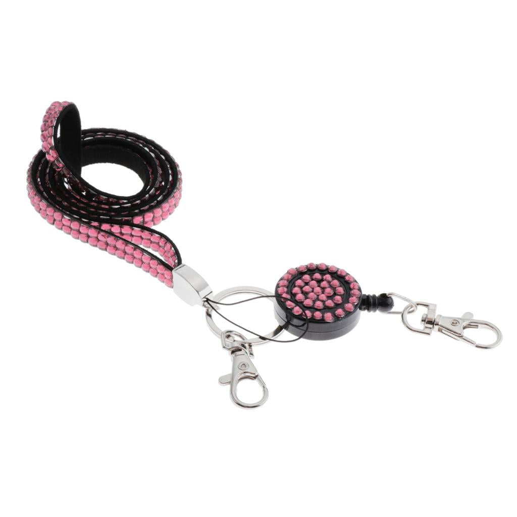 Lanyard ID Badge Card Holder Sparkling Phone Keys Neck Straps Pink