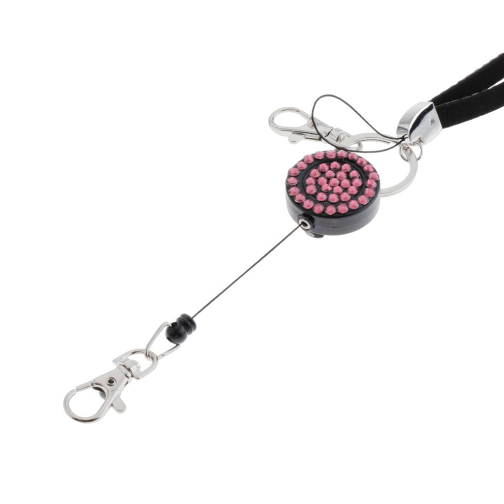 Lanyard ID Badge Card Holder Sparkling Phone Keys Neck Straps Pink