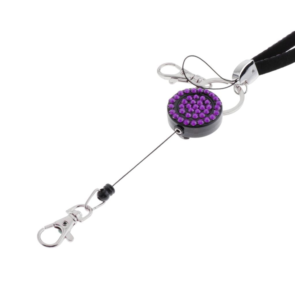 Lanyard ID Badge Card Holder Sparkling Phone Keys Neck Straps Purple