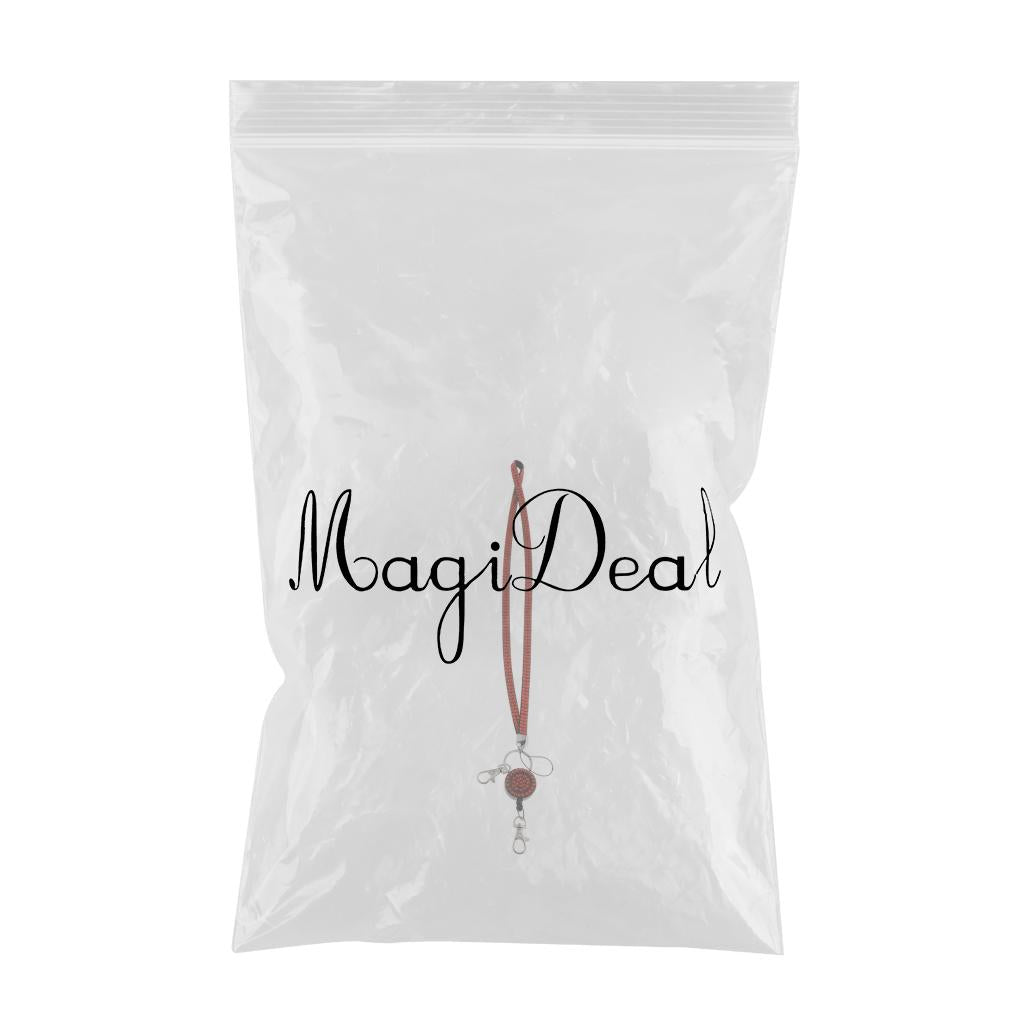 Lanyard ID Badge Card Holder Sparkling Phone Keys Neck Straps Red