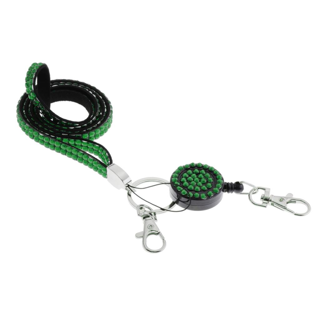 Lanyard ID Badge Card Holder Sparkling Phone Keys Neck Straps Dark Green