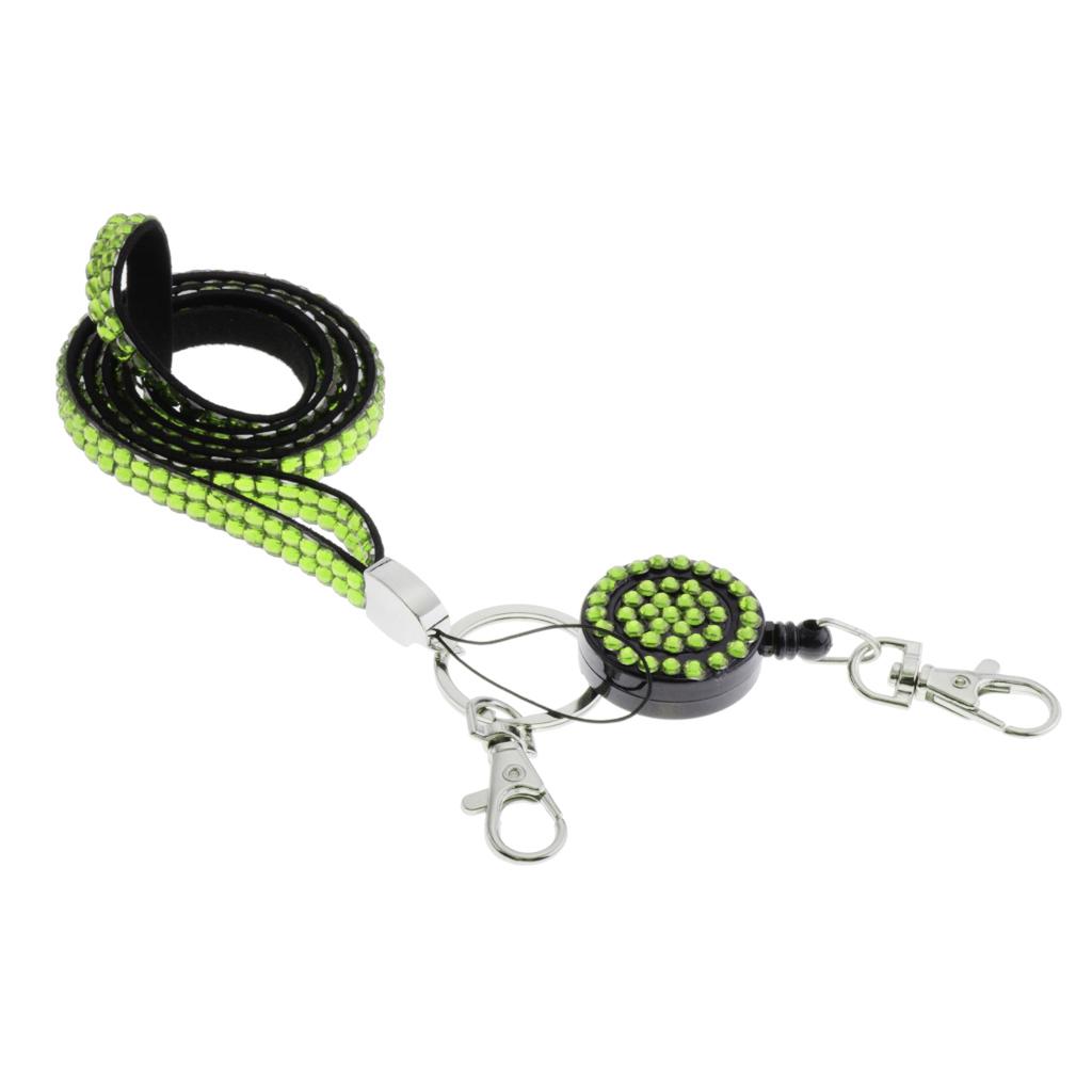 Lanyard ID Badge Card Holder Sparkling Phone Keys Neck Straps Light Green