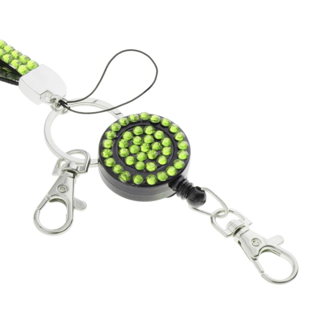 Lanyard ID Badge Card Holder Sparkling Phone Keys Neck Straps Light Green