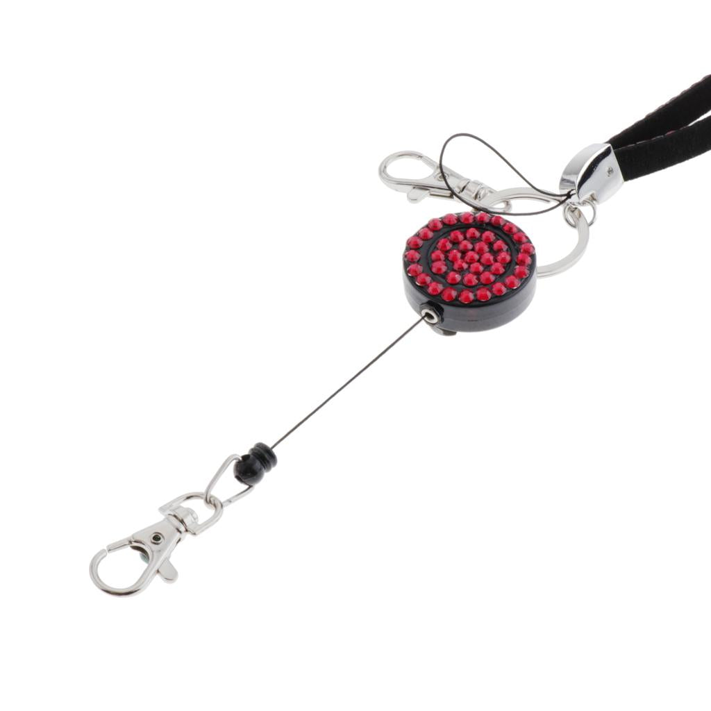 Lanyard ID Badge Card Holder Sparkling Phone Keys Neck Straps Rose Pink