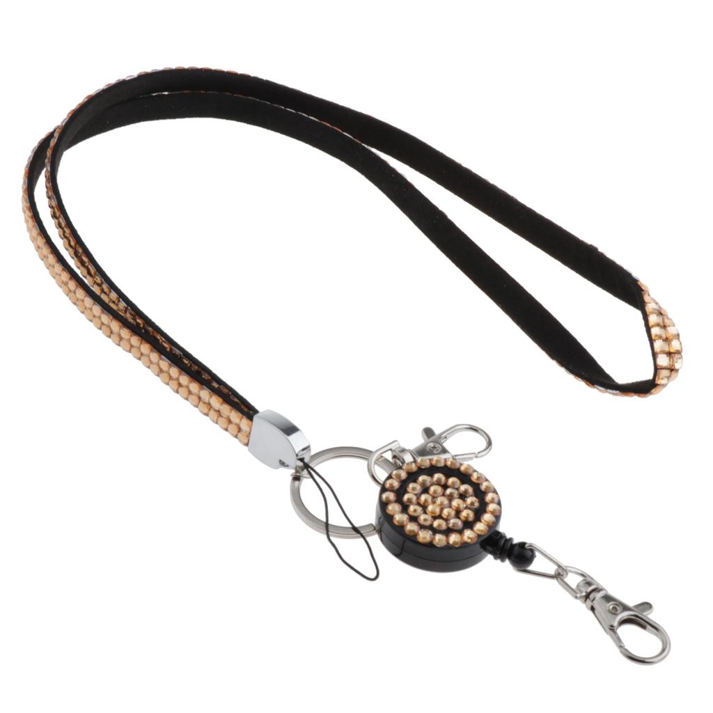 Lanyard ID Badge Card Holder Sparkling Phone Keys Neck Straps Champaign