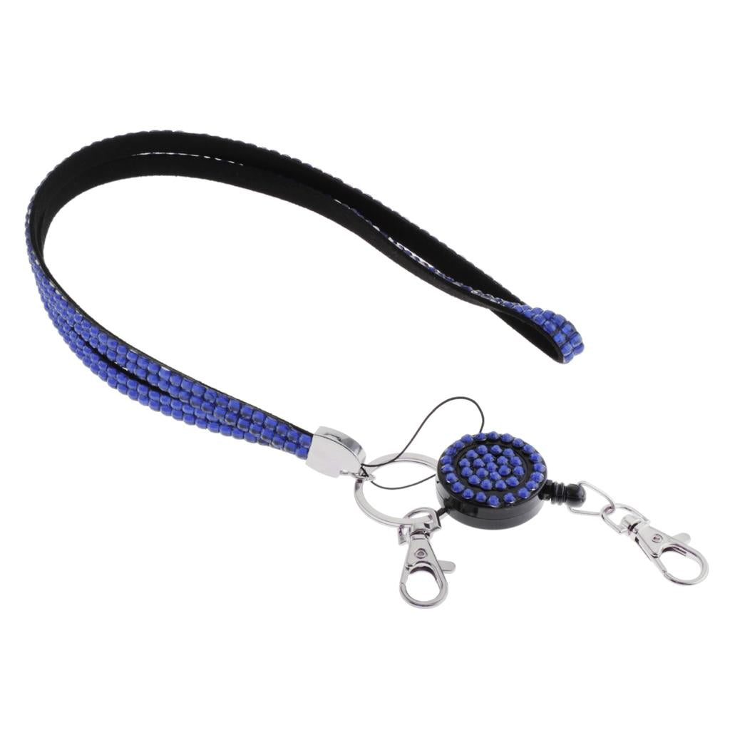Lanyard ID Badge Card Holder Sparkling Phone Keys Neck Straps Dark Blue