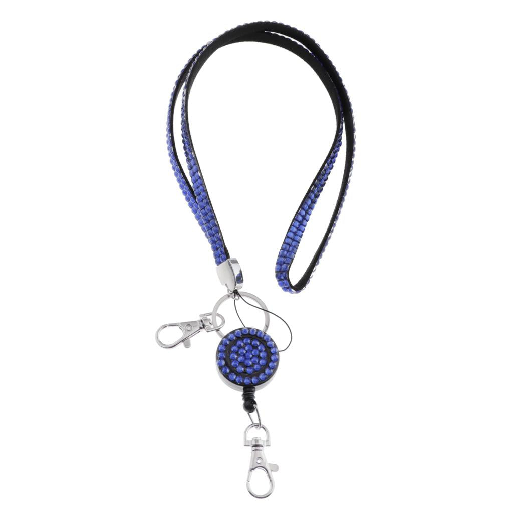 Lanyard ID Badge Card Holder Sparkling Phone Keys Neck Straps Dark Blue