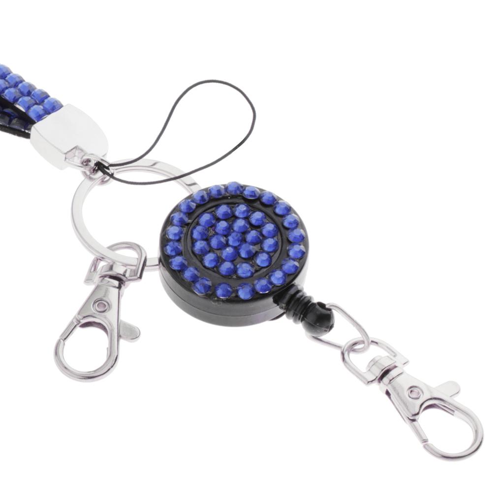 Lanyard ID Badge Card Holder Sparkling Phone Keys Neck Straps Dark Blue
