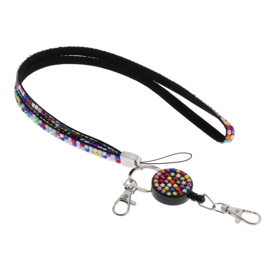 Lanyard ID Badge Card Holder Sparkling Phone Keys Neck Straps Multicolor