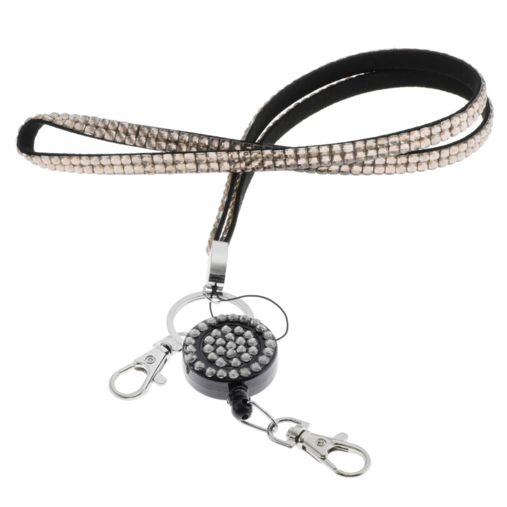 Lanyard ID Badge Card Holder Sparkling Phone Keys Neck Straps Gray