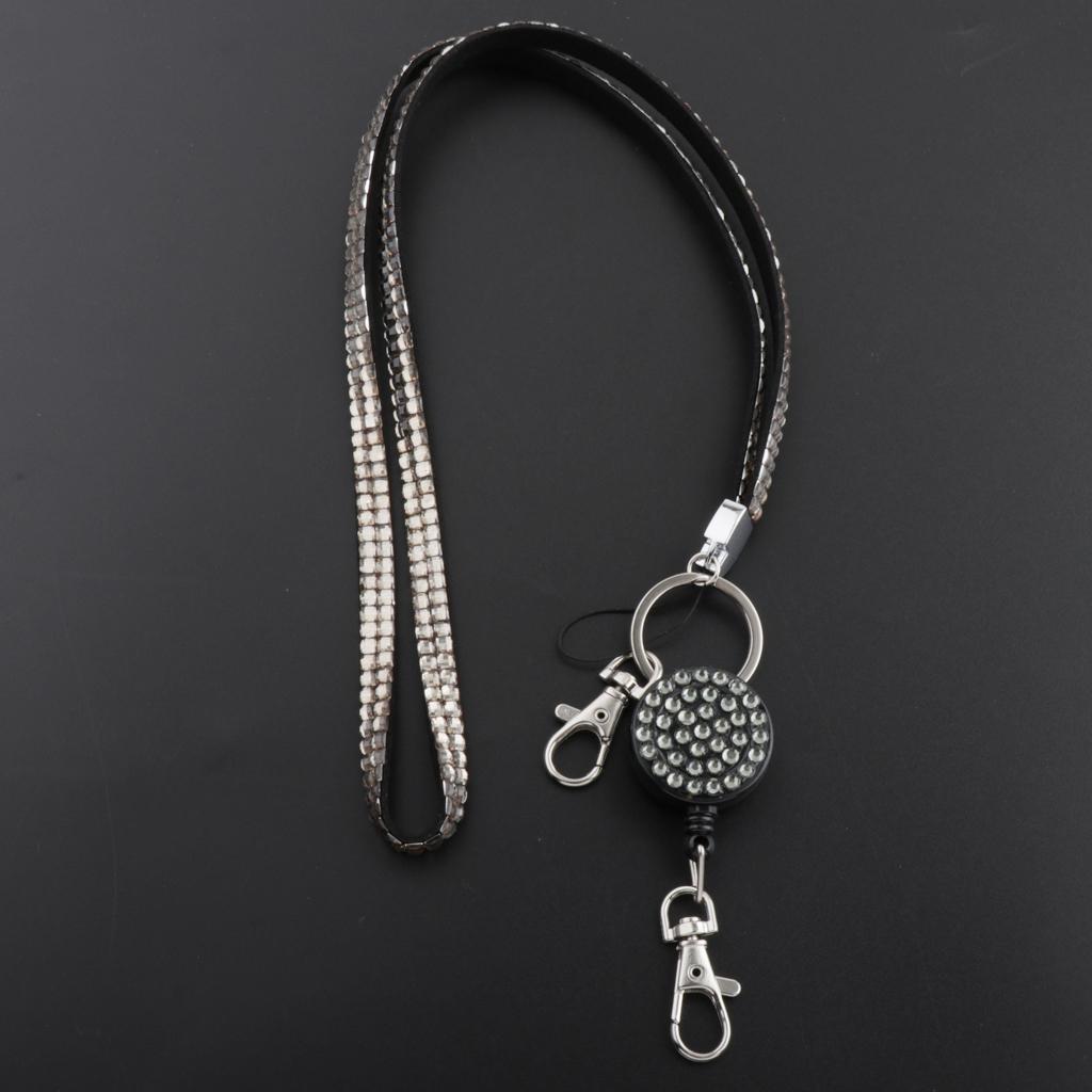 Lanyard ID Badge Card Holder Sparkling Phone Keys Neck Straps Gray