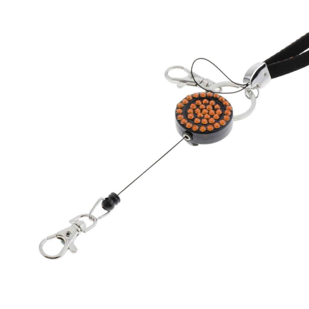 Lanyard ID Badge Card Holder Sparkling Phone Keys Neck Straps Orange