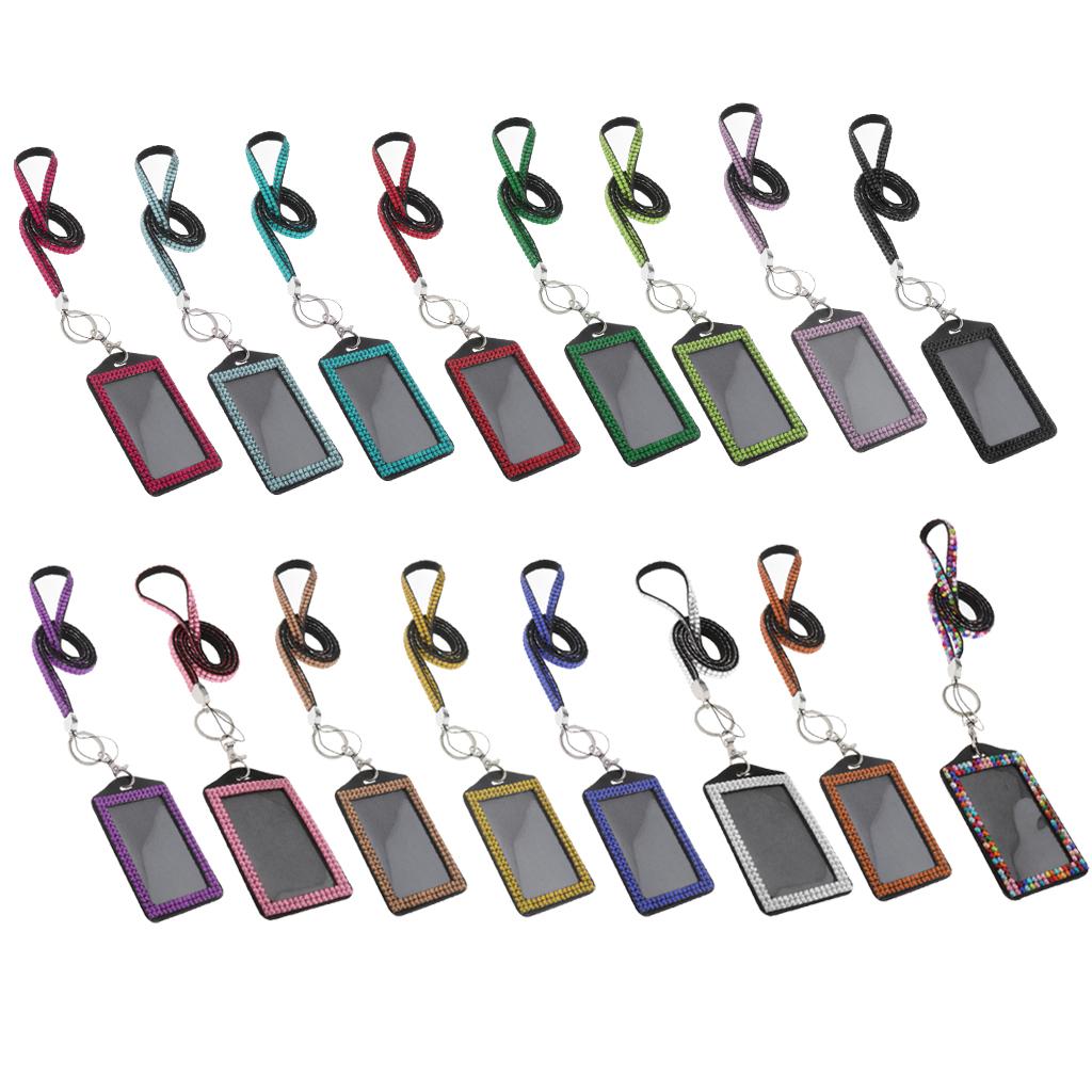 Shining ID Badge Holder w/ Lanyard Business Card Case School Office Supplies Black