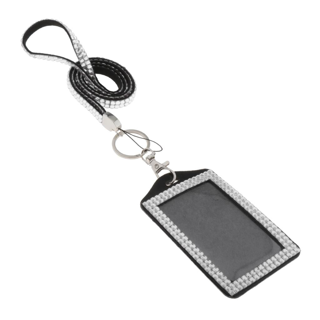 Shining ID Badge Holder w/ Lanyard Business Card Case School Office Supplies Clear