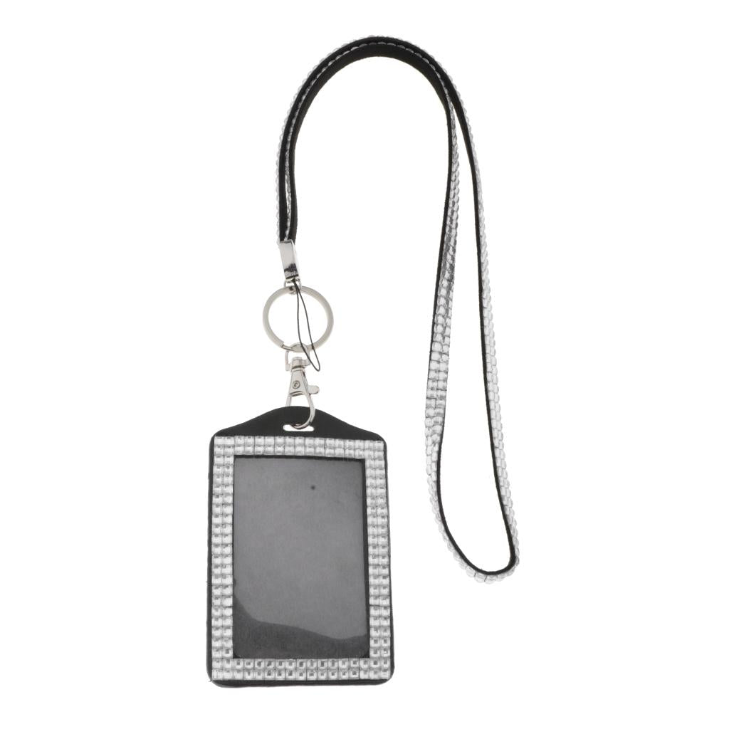 Shining ID Badge Holder w/ Lanyard Business Card Case School Office Supplies Clear