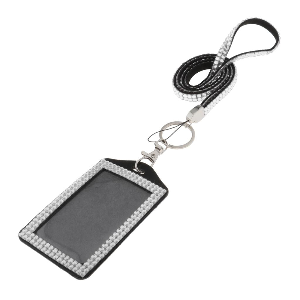 Shining ID Badge Holder w/ Lanyard Business Card Case School Office Supplies Clear