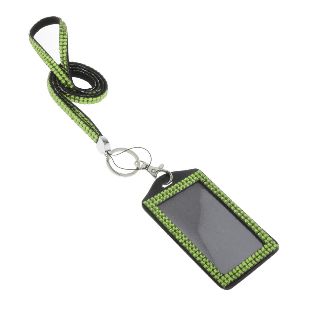 Shining ID Badge Holder w/ Lanyard Business Card Case School Office Supplies Light Green