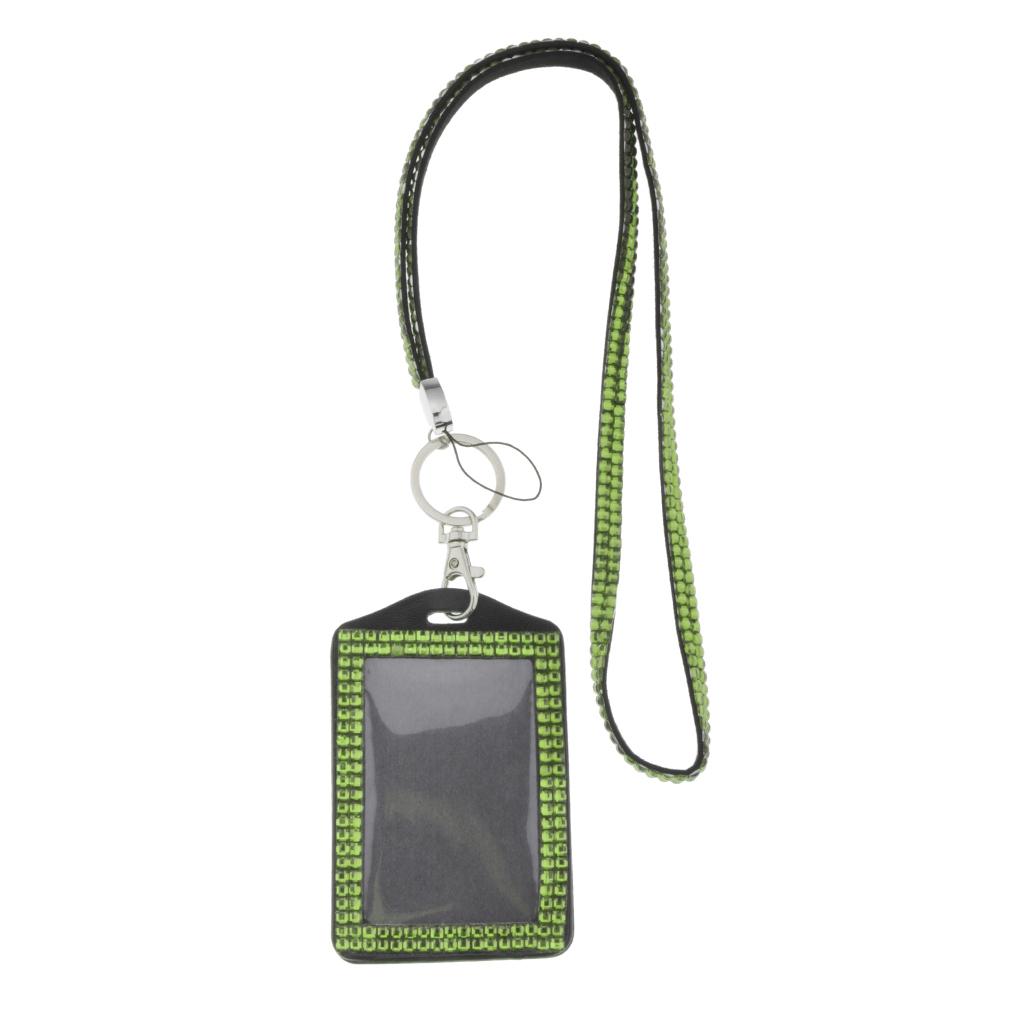 Shining ID Badge Holder w/ Lanyard Business Card Case School Office Supplies Light Green