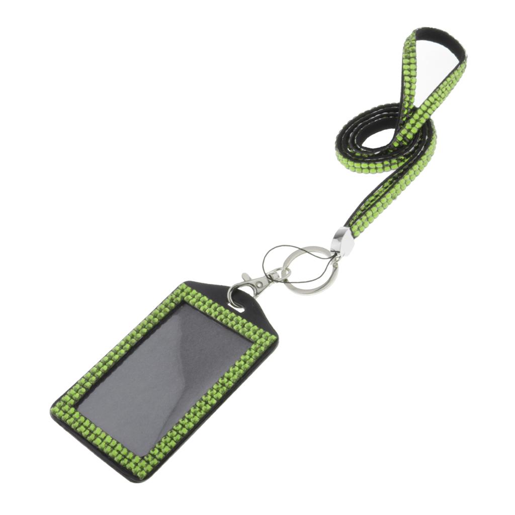 Shining ID Badge Holder w/ Lanyard Business Card Case School Office Supplies Light Green