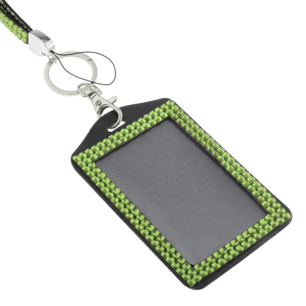 Shining ID Badge Holder w/ Lanyard Business Card Case School Office Supplies Light Green