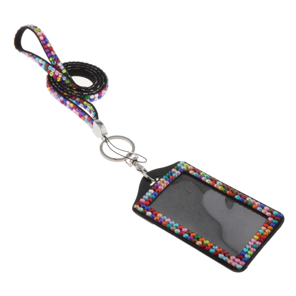 Shining ID Badge Holder w/ Lanyard Business Card Case School Office Supplies Multicolor