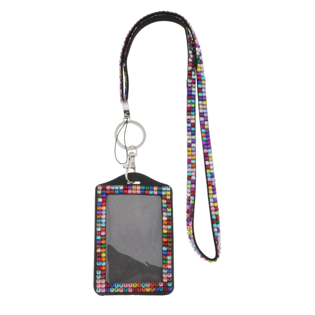 Shining ID Badge Holder w/ Lanyard Business Card Case School Office Supplies Multicolor