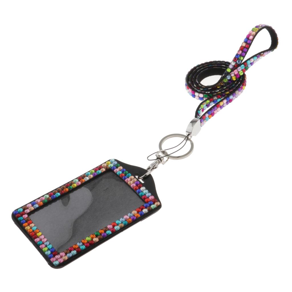 Shining ID Badge Holder w/ Lanyard Business Card Case School Office Supplies Multicolor