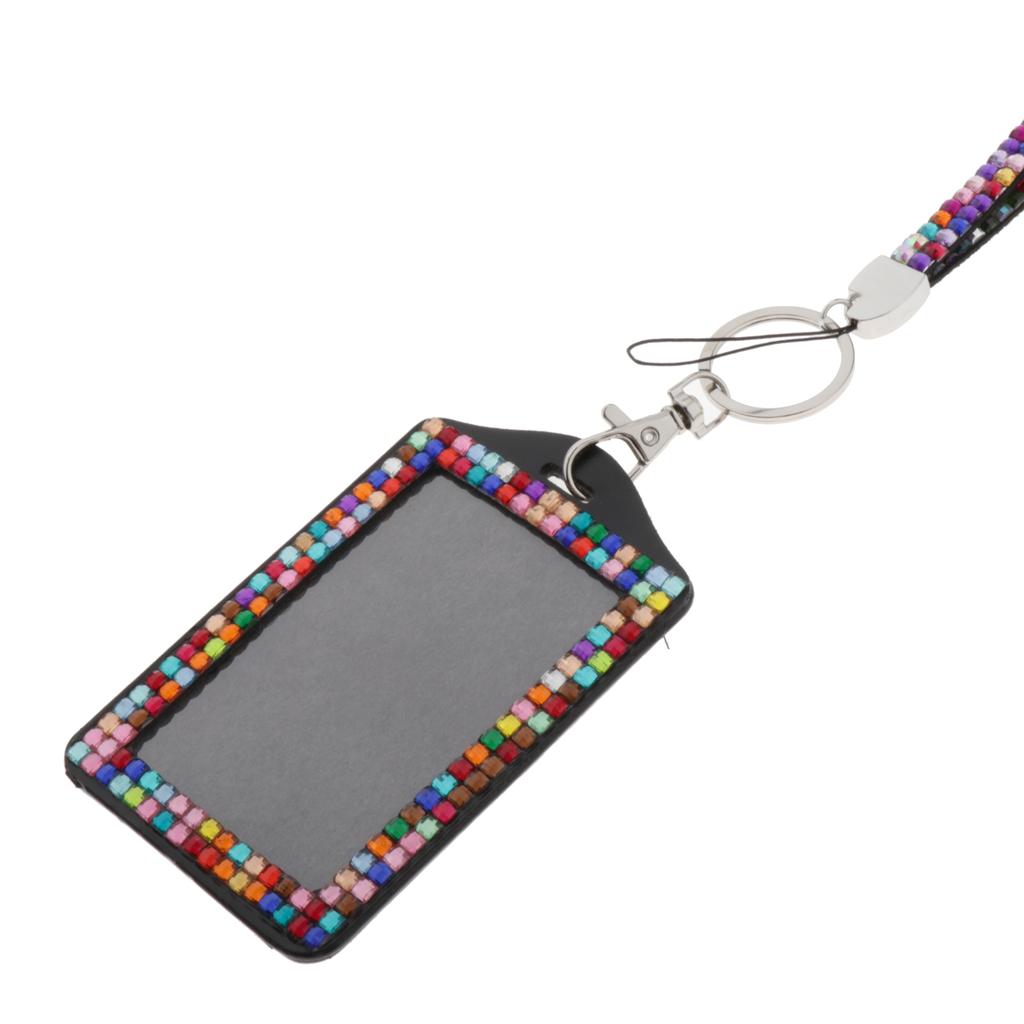 Shining ID Badge Holder w/ Lanyard Business Card Case School Office Supplies Multicolor