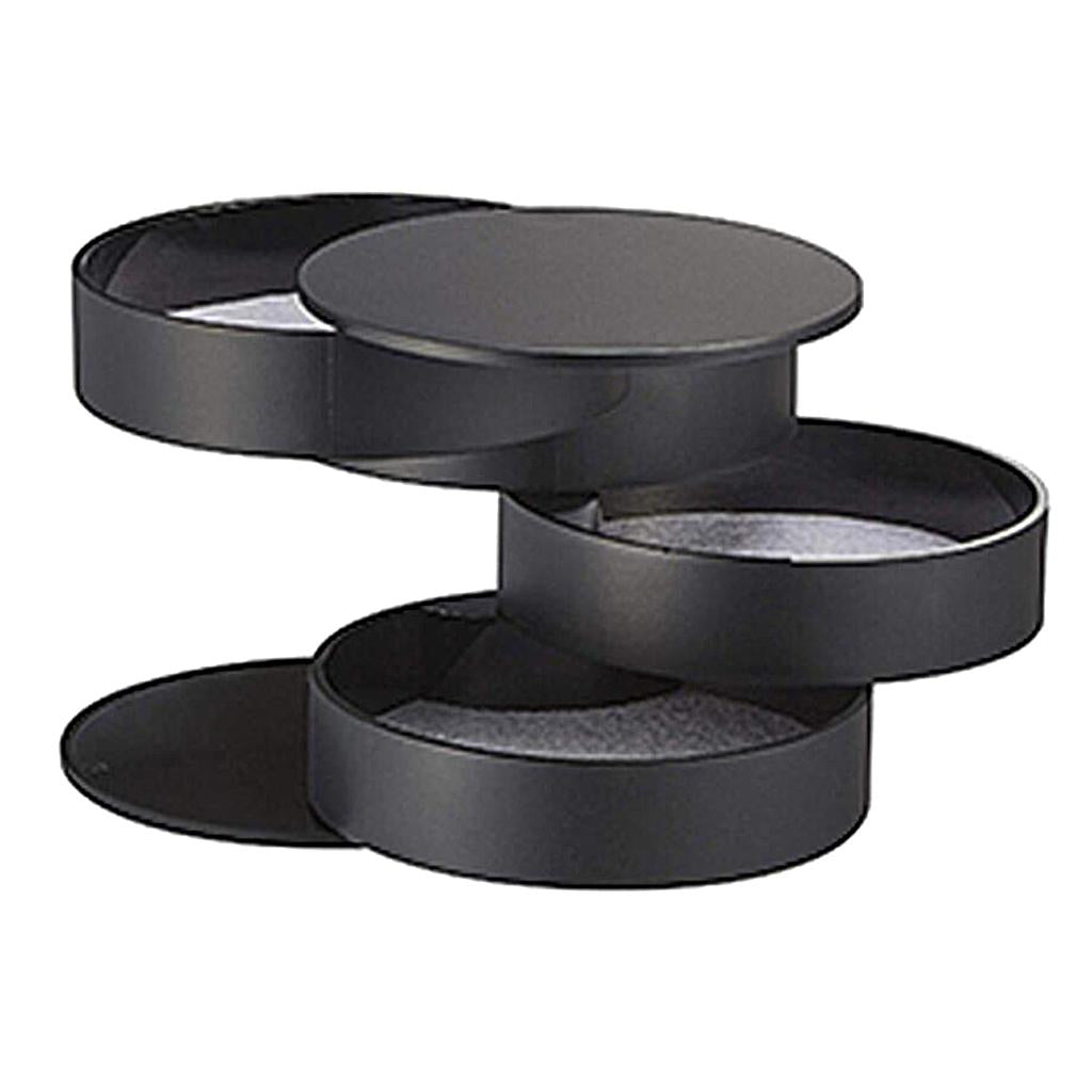 4 Tier 360 Degree Rotating Jewellery Box Earring Rings Storage Case Black