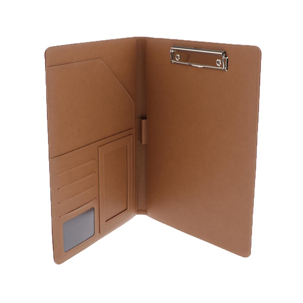 A4 Document Folder Organiser PU Leather Briefcase Interview Fashion Supply Brown