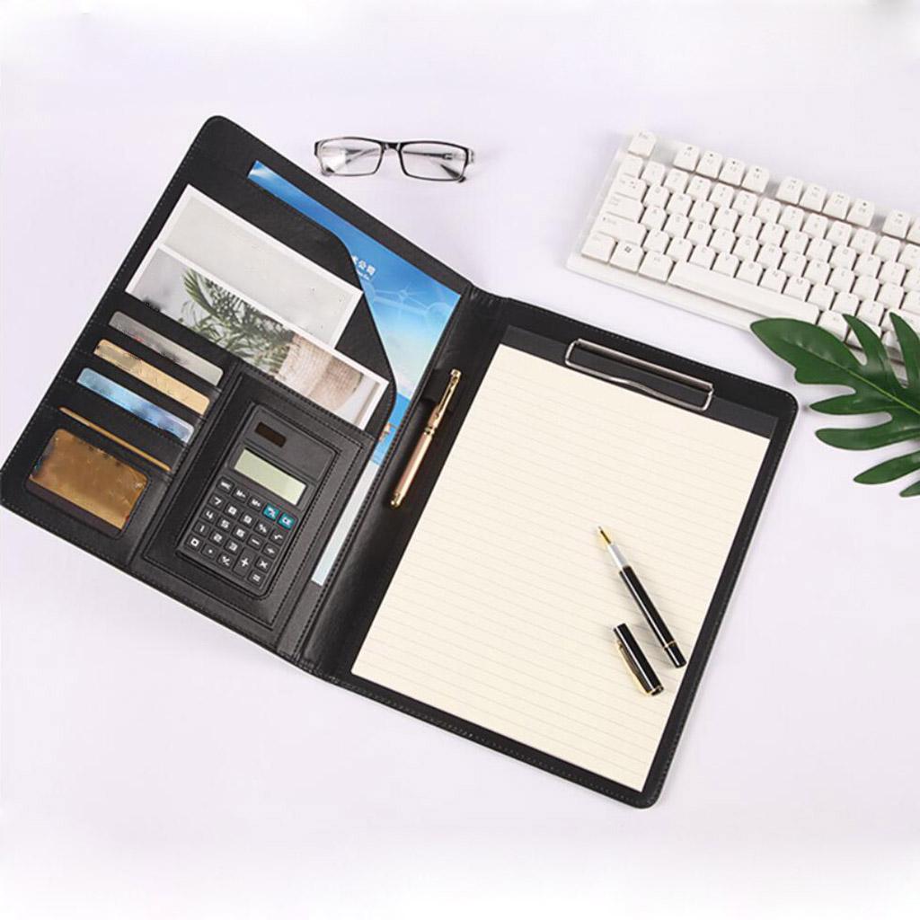 A4 Document Folder Organiser PU Leather Briefcase Interview Fashion Supply Brown