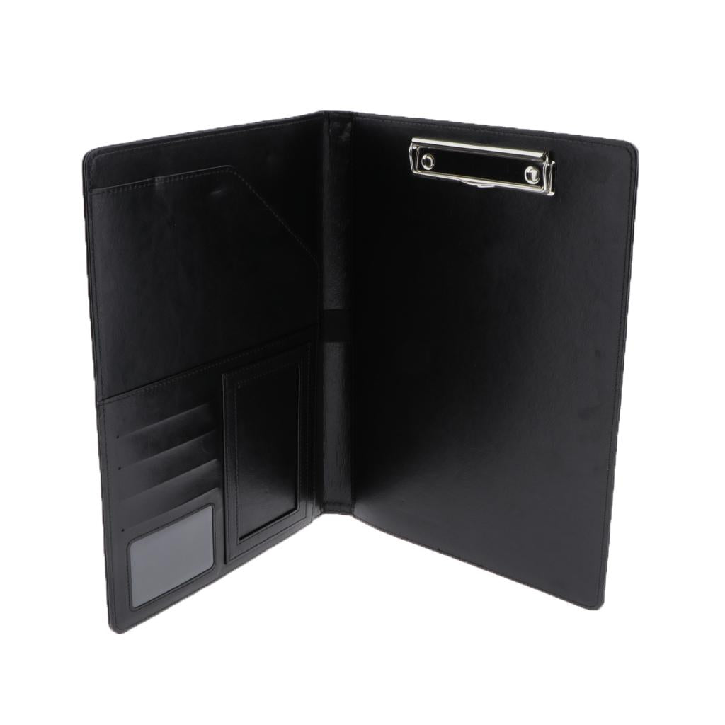 A4 Document Folder Organiser PU Leather Briefcase Interview Fashion Supply Black