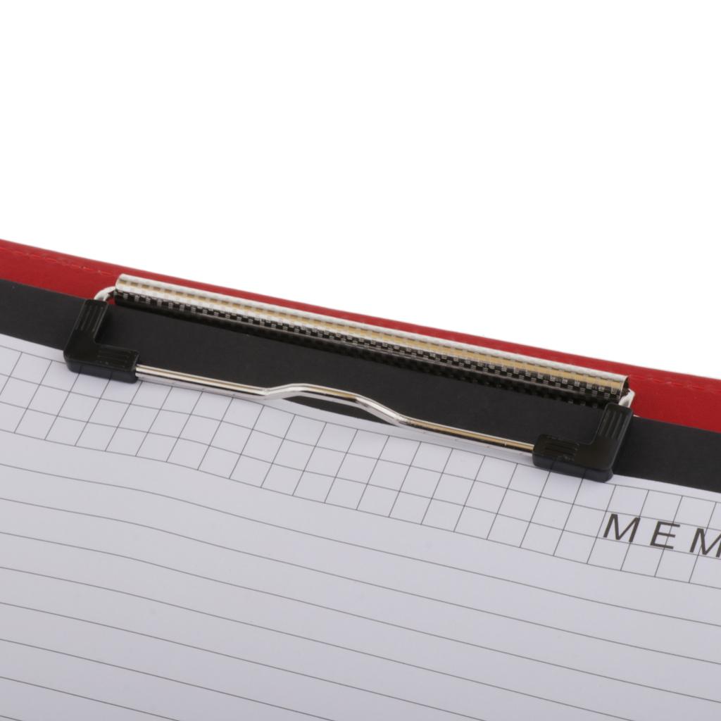 File Folder Paper Organizer Document Holder Writing Pad PU Leather Red