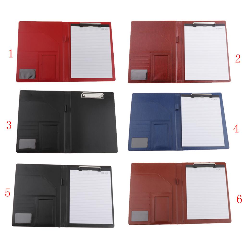 File Folder Paper Organizer Document Holder Writing Pad PU Leather Red