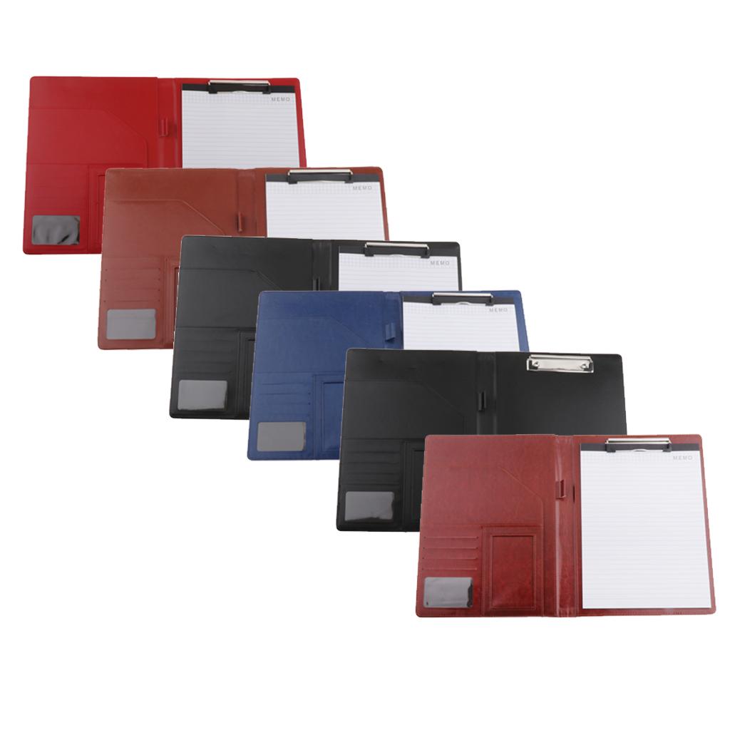 File Folder Paper Organizer Document Holder Writing Pad PU Leather Red