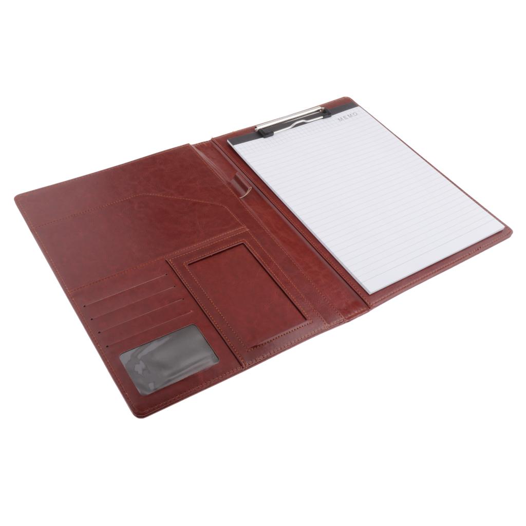File Folder Paper Organizer Document Holder Writing Pad PU Leather Dark Brown
