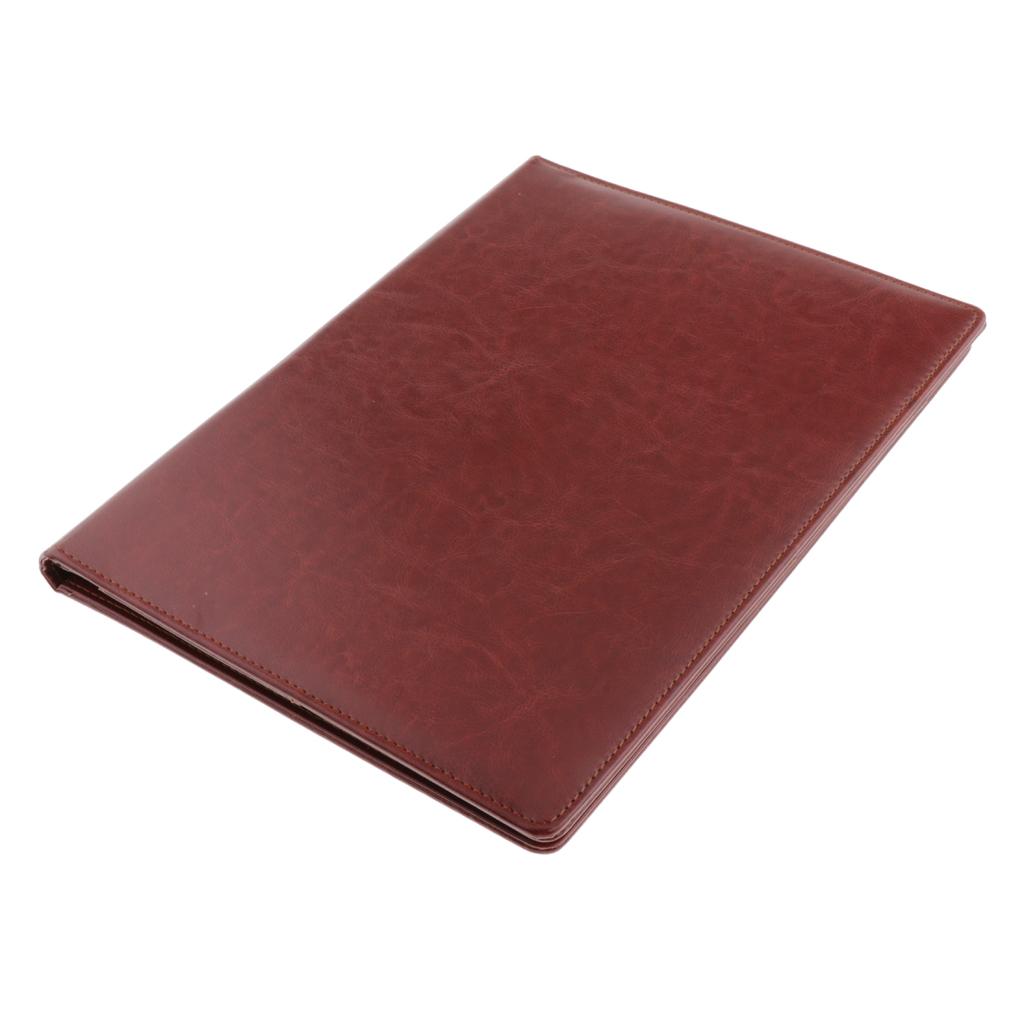 File Folder Paper Organizer Document Holder Writing Pad PU Leather Dark Brown